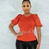 Vendor-unknown JUST IN Garsson Orange Shimmer Ribbed Knit Top
