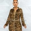Vendor-unknown JUST IN Omanie Black Gold Leopard Print Buttons Shirt Dress