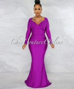 Chic Couture Online Faustina Purple Key-Hole Back Maxi Dress JUST IN