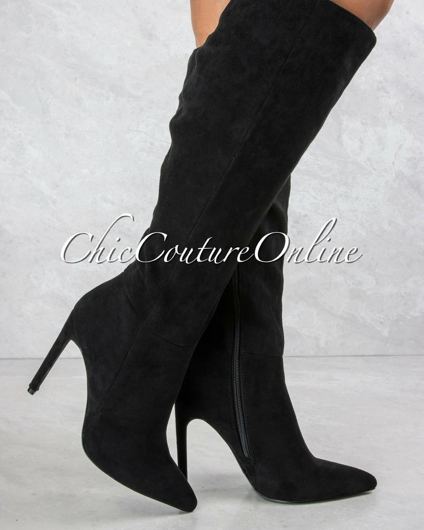 Vendor-unknown JUST IN Vegas Black Faux Suede High Boots