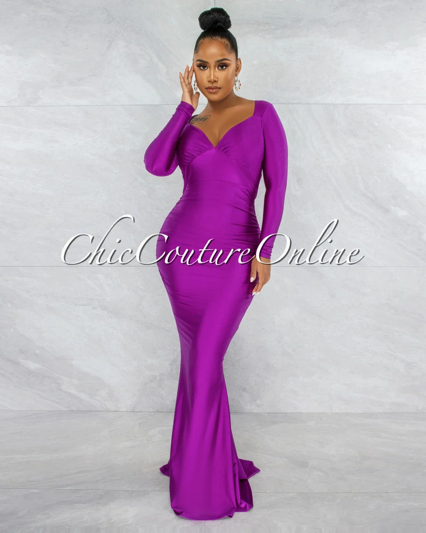 Chic Couture Online Faustina Purple Key-Hole Back Maxi Dress JUST IN