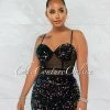 Vendor-unknown Chalissa Orange Navy Sequin Mini Dress JUST IN