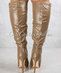 Vendor-unknown JUST IN Casanova Mocha Faux Leather High Boots