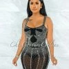 Vendor-unknown Pelicia Black Silver Rhinestones Mesh Bodysuit Dress JUST IN
