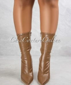 Vendor-unknown Davinah Mocha Faux Leather Booties