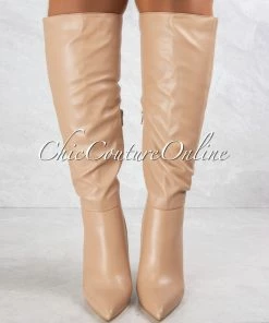 Vendor-unknown Casanova Camel Faux Leather High Boots JUST IN