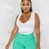 Chic Couture Online Sullie Green High Waist Denim Shorts JUST IN