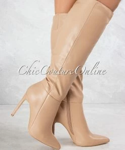 Vendor-unknown Casanova Camel Faux Leather High Boots JUST IN