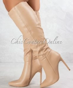 Vendor-unknown Casanova Camel Faux Leather High Boots JUST IN