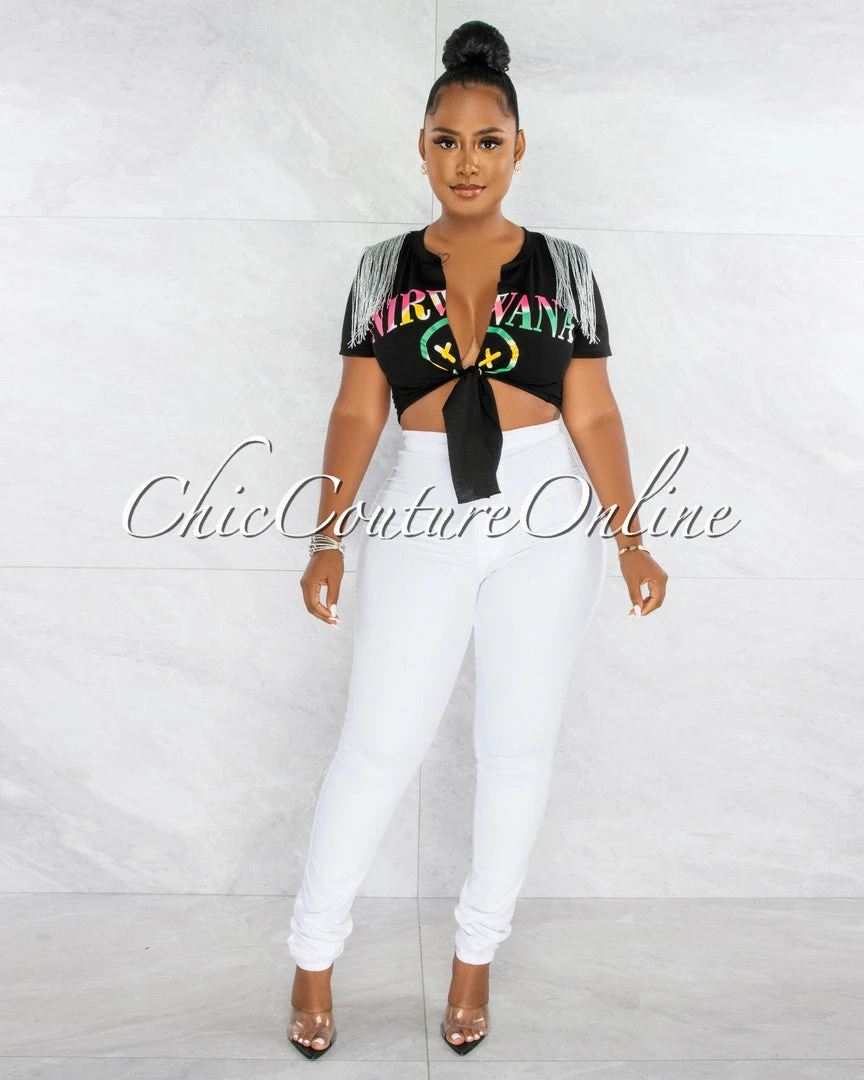 Chic Couture Online JUST IN Donalee White High Waist Denim Pants