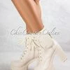 Vendor-unknown JUST IN Monik Nude Faux Leather Side Pocket Chunky High Booties