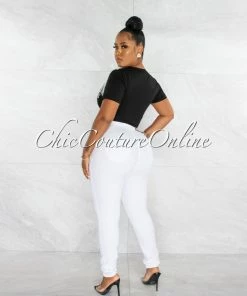 Chic Couture Online JUST IN Donalee White High Waist Denim Pants