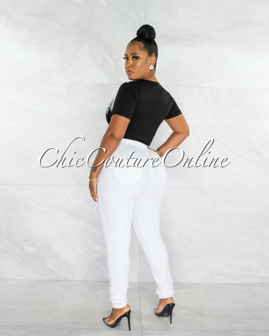 Chic Couture Online JUST IN Donalee White High Waist Denim Pants