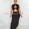 Chic Couture Online JUST IN Libra Black Front Knot Cut-Out Dress