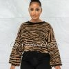 Vendor-unknown CLOTHING Lucas Brown Black Tiger Print Knit Sweater