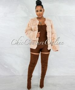 Vendor-unknown Sequoia Beige Faux Fur Jacket