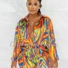 Chic Couture Online Cavender Multi Color Retro Print Deep V-Neck Romper
