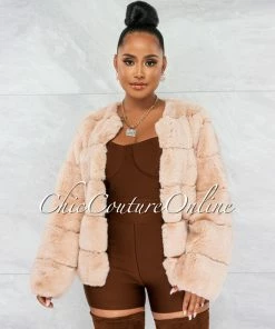 Vendor-unknown Sequoia Beige Faux Fur Jacket