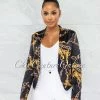 Vendor-unknown JUST IN Arizona Black Gold Print Satin Short Jacket
