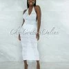 Vendor-unknown JUST IN Uriella White Perforated Halter Maxi Dress