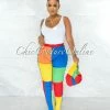 Vendor-unknown Nisha Vibrant Multi Color-Block Skinny Jeans Set JUST IN