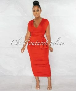 Chic Couture Online JUST IN Fosta Red Multi-Way Ruched Maxi Dress