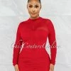 Chic Couture Online Yalina Red Mesh Ruched Padded Cups Dress JUST IN