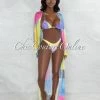 Vendor-unknown JUST IN Domani Pastel Tones Paisley Print Three Piece Set Swimsuit