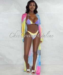 Vendor-unknown JUST IN Domani Pastel Tones Paisley Print Three Piece Set Swimsuit