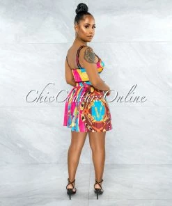 Vendor-unknown Keidy Fuchsia Multi-Color Print Two Piece Skirt Set