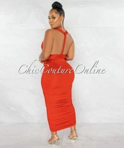 Chic Couture Online JUST IN Fosta Red Multi-Way Ruched Maxi Dress