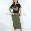 Vendor-unknown Doneva Olive Double Lined Pencil Maxi Skirt JUST IN