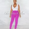 Vendor-unknown JUST IN Danna Magenta High-Waist Belt Pants