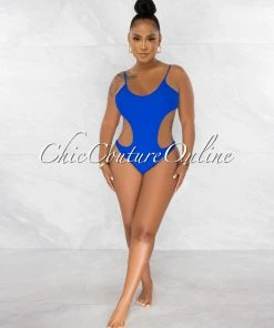 Chic Couture Online JUST IN Torie Royal-Blue Cut Out Strap Back Monokini