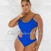 Chic Couture Online JUST IN Torie Royal-Blue Cut Out Strap Back Monokini