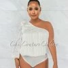 Vendor-unknown JUST IN Latrelle Beige One Sleeve Bodysuit