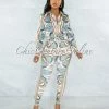 Vendor-unknown JUST IN Kalwa Sage Multi-Color Print Blouse & Leggings Set