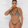 Chic Couture Online Mayes Black Rhinestones Mesh Pareo 4 Piece Set Swimsuit