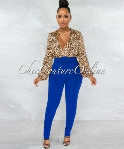 Vendor-unknown JUST IN Danna Royal Blue High-Waist Belt Pants