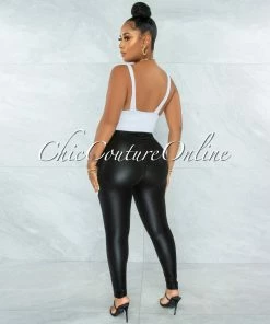 Vendor-unknown Karisma Black Faux Leather Shinny Leggings JUST IN