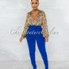 Vendor-unknown JUST IN Danna Royal Blue High-Waist Belt Pants
