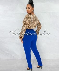 Vendor-unknown JUST IN Danna Royal Blue High-Waist Belt Pants