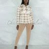 Vendor-unknown CLOTHING Marcia Nude & White Houndstooth Sweater & Joggers Knit Set