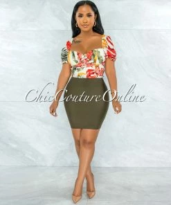 Vendor-unknown Darence Olive Body-Con Bandage Mini Skirt JUST IN