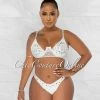 Chic Couture Online Symone Off-White Silver Rhinestones Three Piece Set Swimsuit