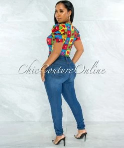 Vendor-unknown Merrick Black Multi-Color Lips Print Bodysuit JUST IN