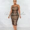Vendor-unknown JUST IN Afia Leopard Print Ruched Midi Dress