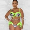 Chic Couture Online Walker Neon Green Snake Print Two Piece Bikini Set
