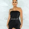 Vendor-unknown Clarence Black Strapless Mini Wrap Hem Ruched Dress JUST IN