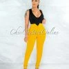 Vendor-unknown JUST IN Jadrien Mustard Yellow Back Tie Pants